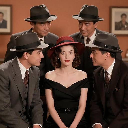 1940s Movie Scene with Stylish Characters