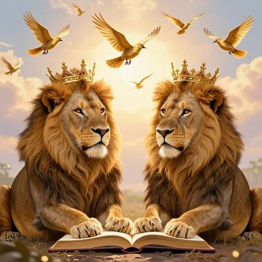 Regal Lions with Crowned Majesty