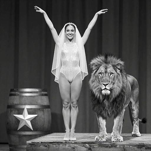 Dramatic Black-and-White Circus Scene