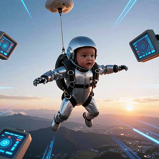Baby Skydiving AI in Neon Skies