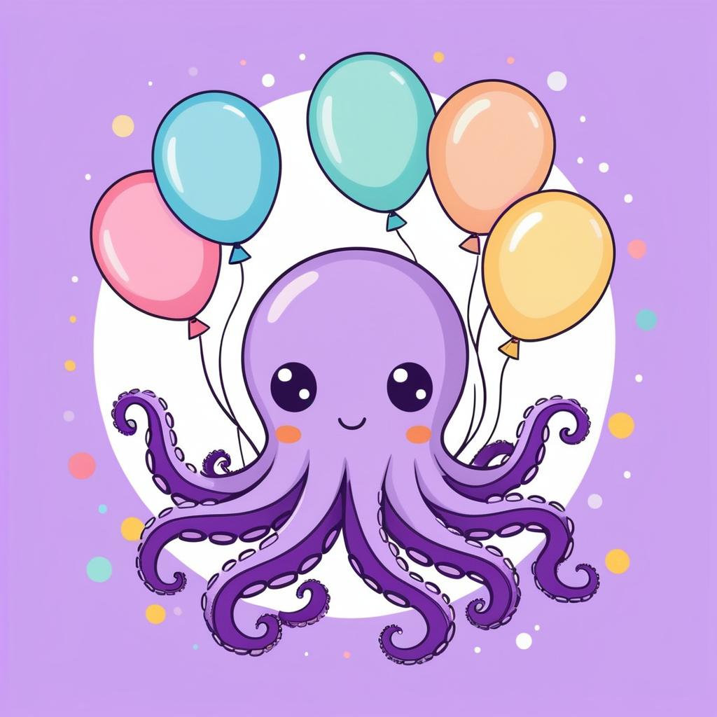 Charming Hand-Drawn Kawaii Octopus