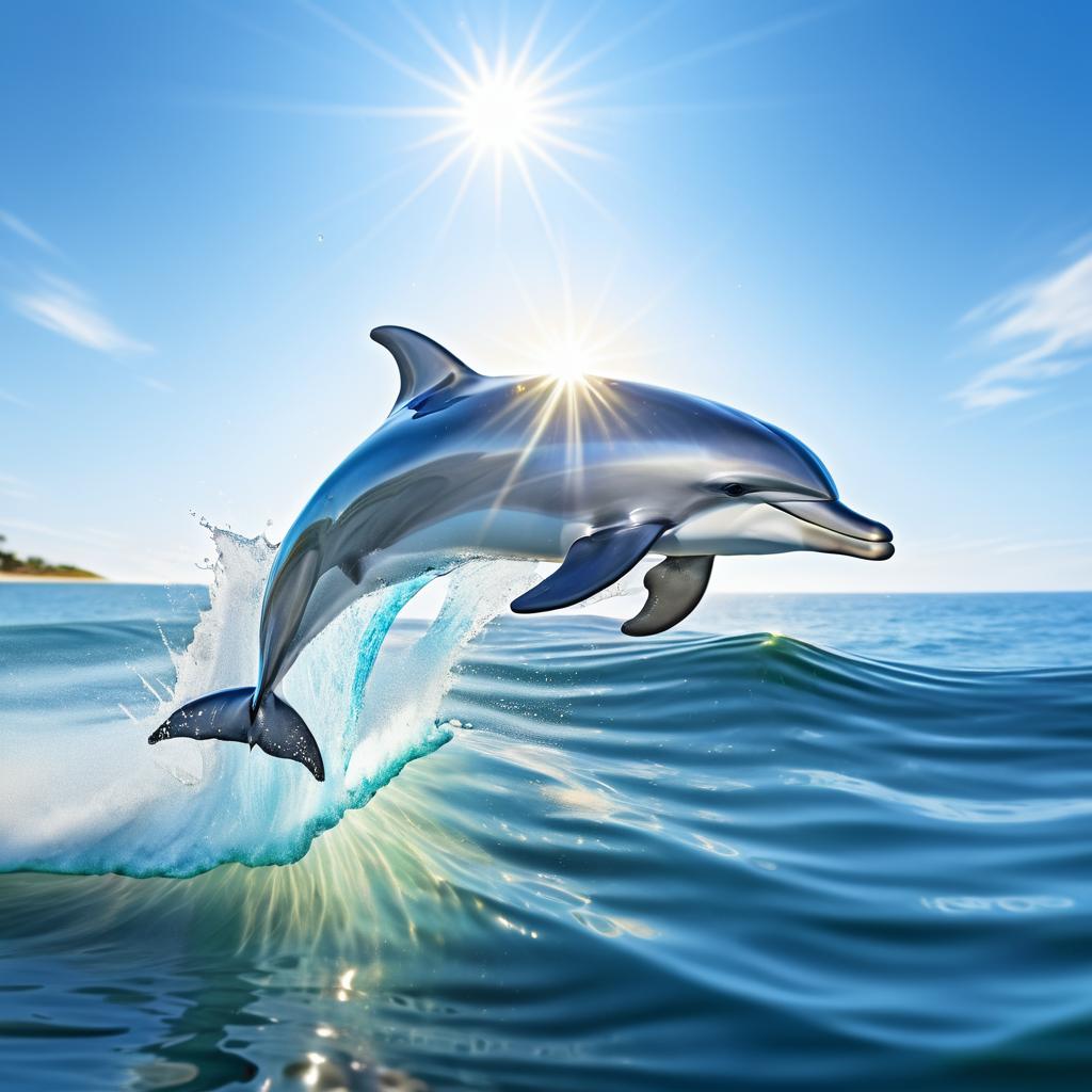 Dynamic Dolphin Leap in Sunlit Ocean