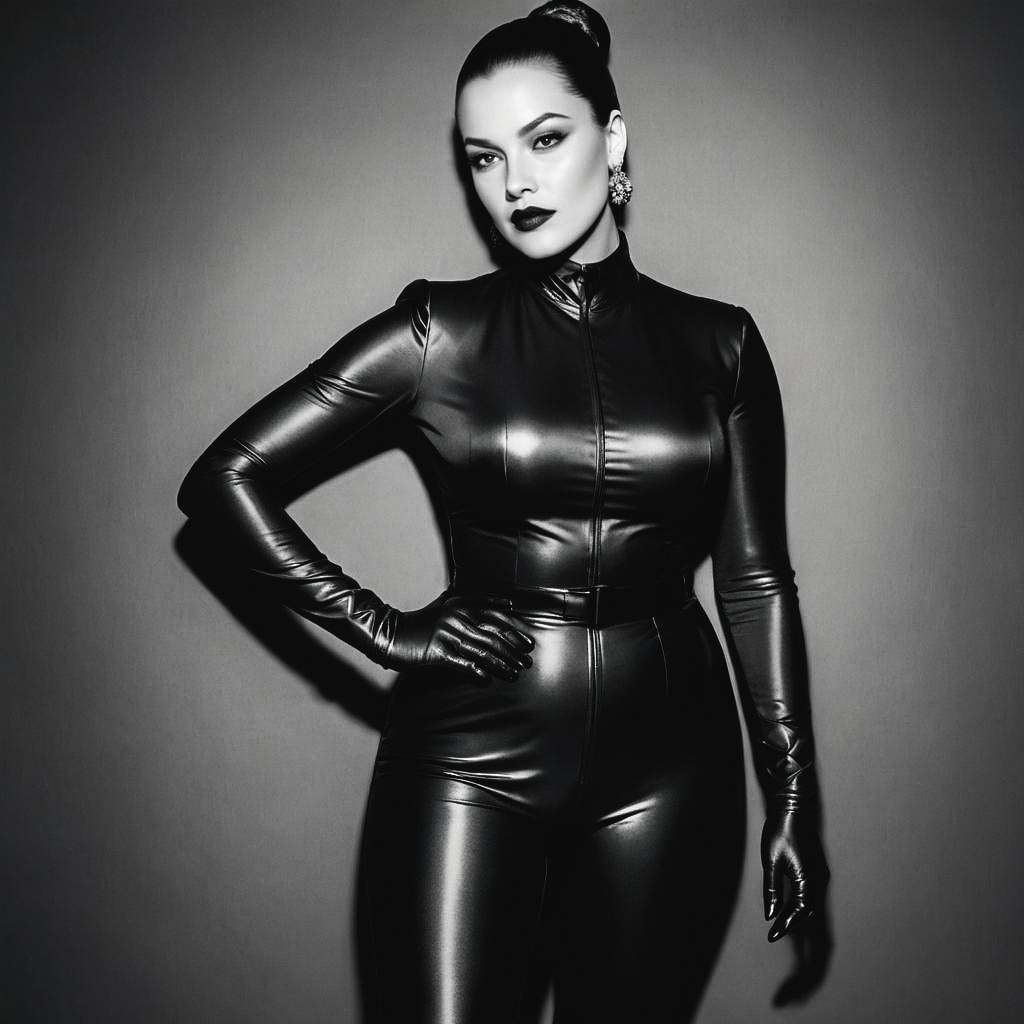 Elegant Singer in Sleek Catsuit Shoot