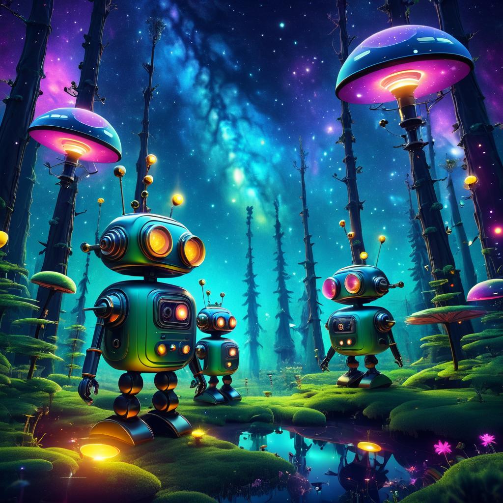 Cosmic Vintage Robots in a Nebula Wonderland