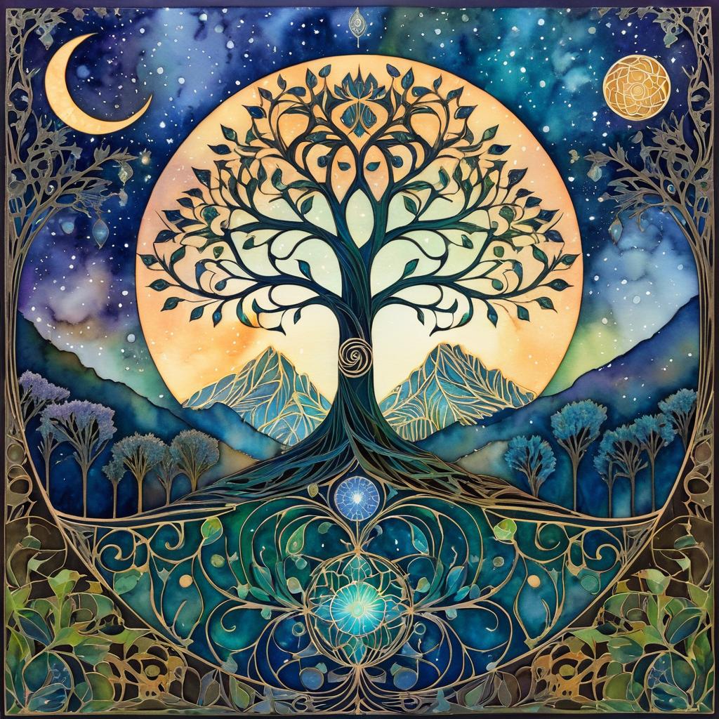 Mystical Tree of Life and Crystals