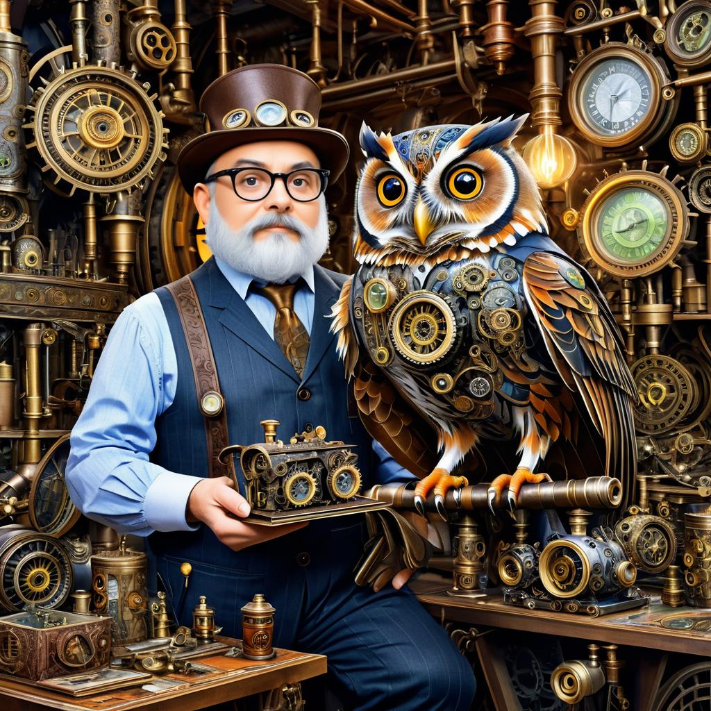 Steampunk Owl and Inventor Adventure