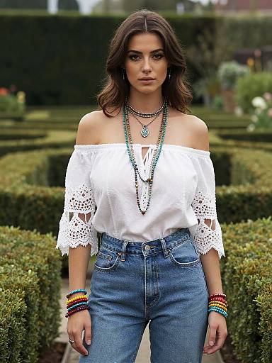 Boho Chic Woman in Garden Labyrinth