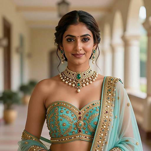 Elegant Portrait of Indian Woman in Lehenga