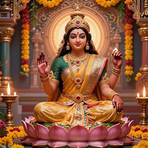 Divine Goddess Parvathi on Lotus