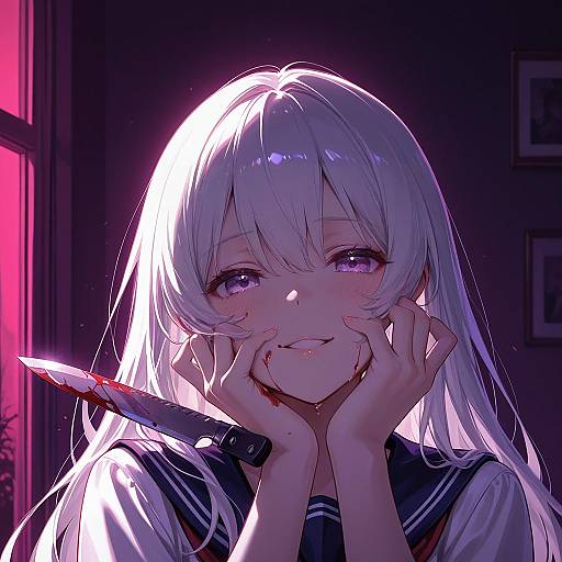 Eerie Yandere with Glowing Eyes