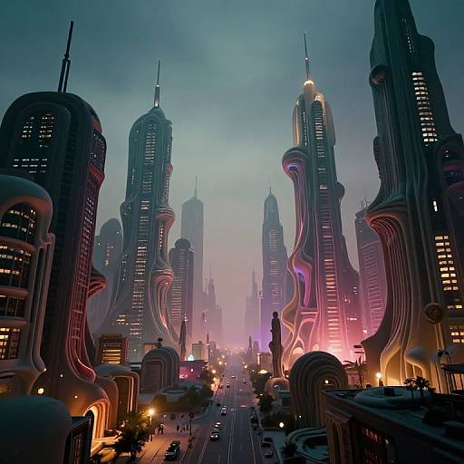 Futuristic Fluid Dreamscape Cityscape