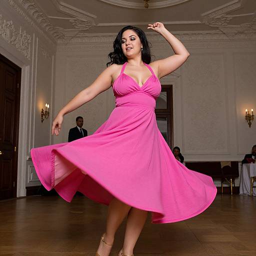 Graceful Curvy Woman Dancing Elegantly