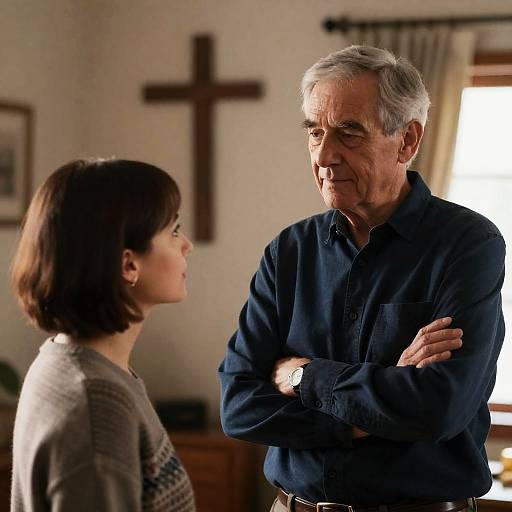 Calm Conversation in Cozy Indoor Setting