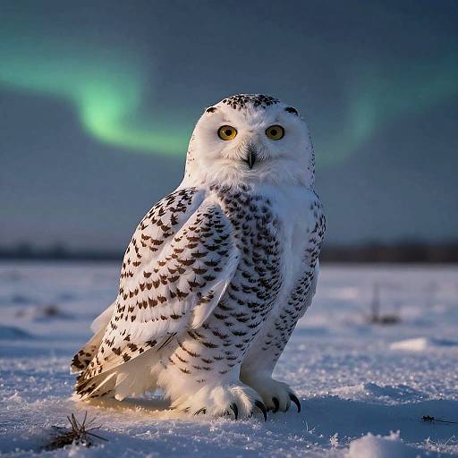 Heroic Snowy Owl on Frozen Tundra