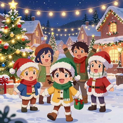 Festive Anime Christmas Scene