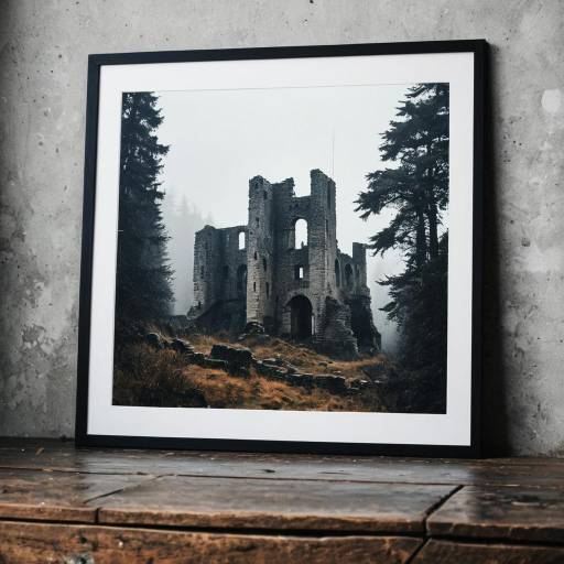 Misty Castle Ruins Wall Art Mockup