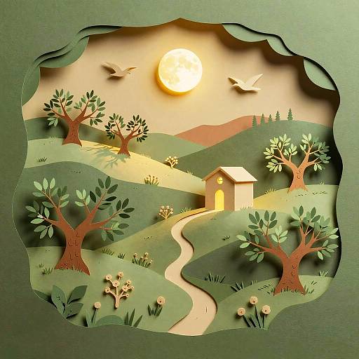 Paper Cut-Out Lush Rolling Hills