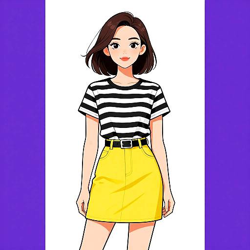 Chic Woman in Yellow Mini Skirt