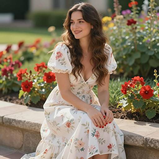 Serene Woman in a Colorful Garden