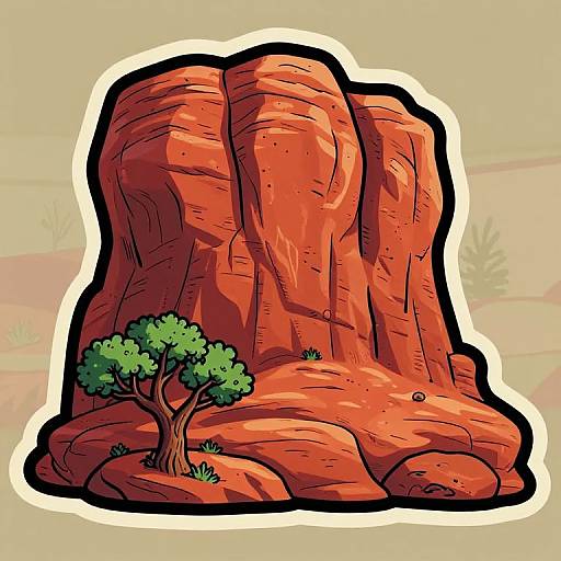 Cartoon Red Rock Formation in Sedona