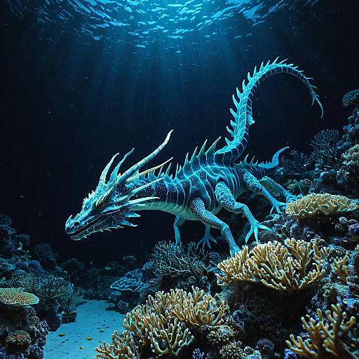 Luminescent Sea Dragon in Deep Ocean Reef