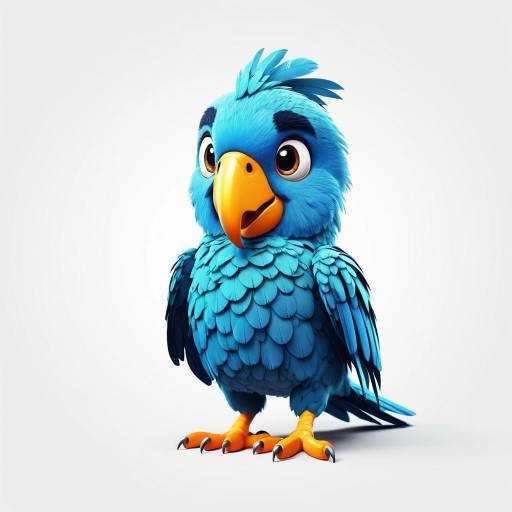 Cute Blue Parrot Character Design