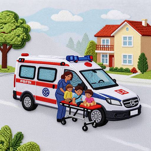 Embroidered Neighborhood Rescue Scene