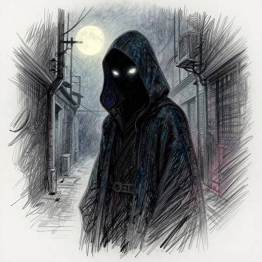 Mysterious Hooded Figure with Glowing Eyes