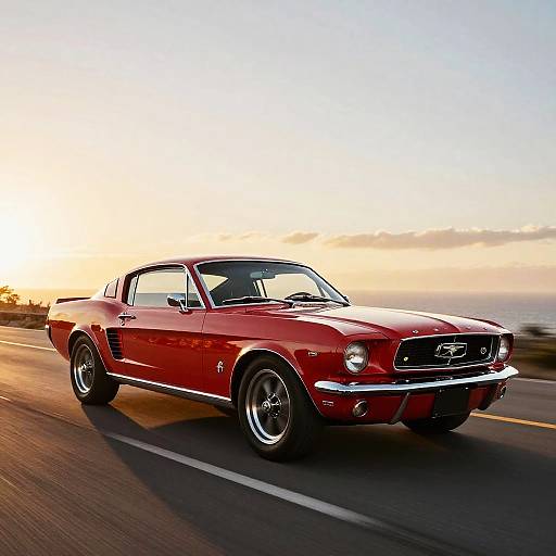Red Mustang Coastal Sunset Speed