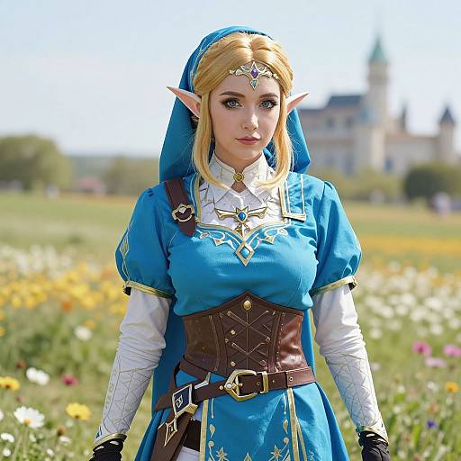 Realistic Zelda Costume in Flower Field