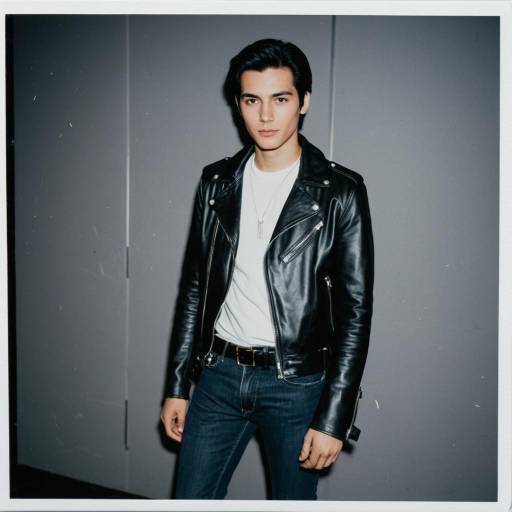 Young Man in Black Leather Jacket