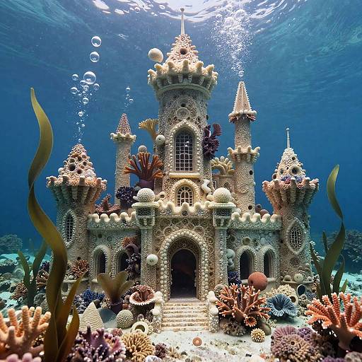 Intricate Coral Castle Underwater