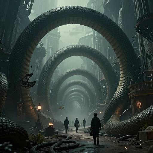 City Beneath Colossal Serpentine Arches