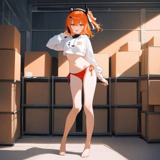 Cheerful Girl in Vibrant Warehouse Setting