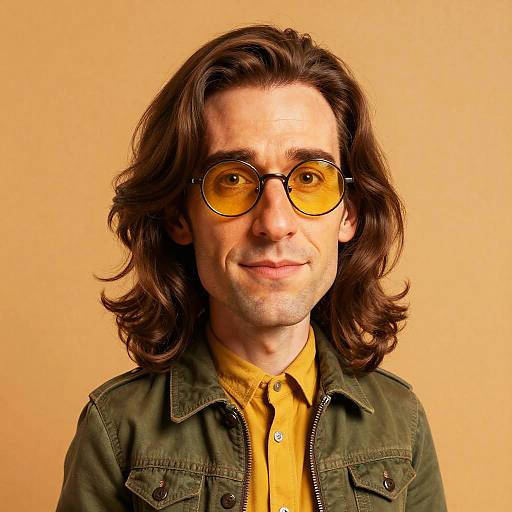 Caricature Portrait of Man with Yellow Glasses