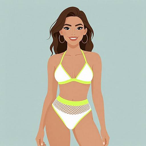 Sporty Woman in Neon Mesh Bikini