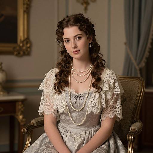 Vintage Digital Portrait of Elegant Woman