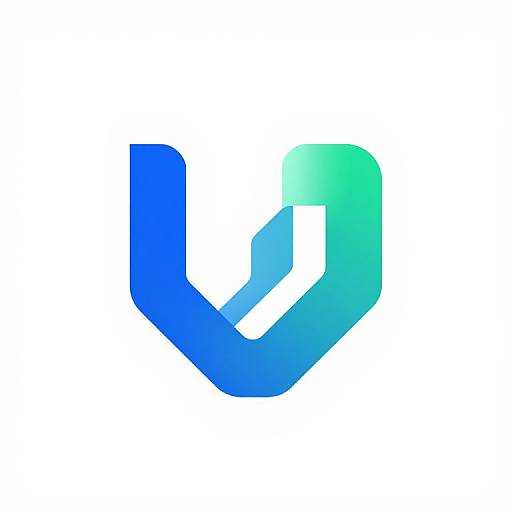 Digital graphic of a gradient blue-green abstract letter 