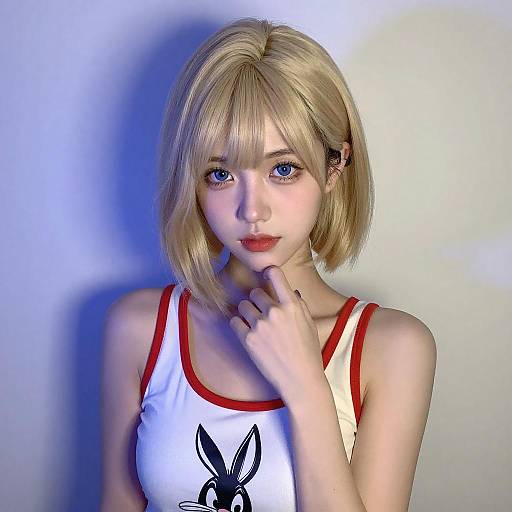 Portrait of Young Woman in Looney Tunes Tank