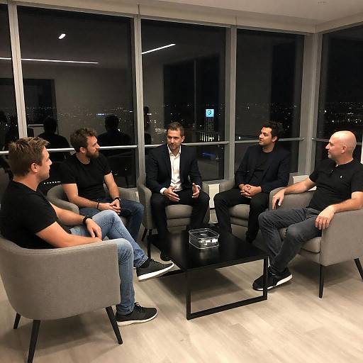 Men Engaging in Conversation at Night