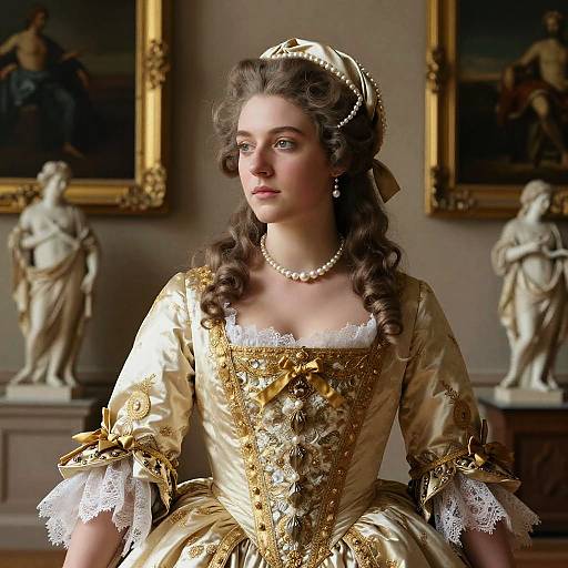 Baroque Woman in Elaborate Dress Portrait