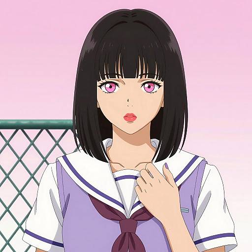 East Asian Girl in Sailor Uniform