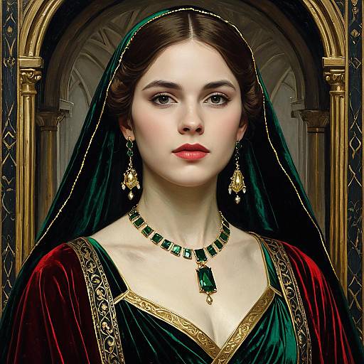 Gothic Lady with Emerald Necklace