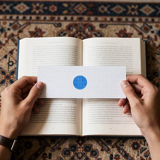 Open Book with Check on Patterned Carpet