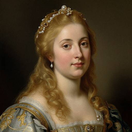 Baroque Woman with Golden Pearls