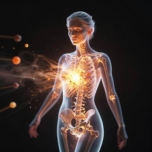 Irradiated Woman with Glowing Solar Energy