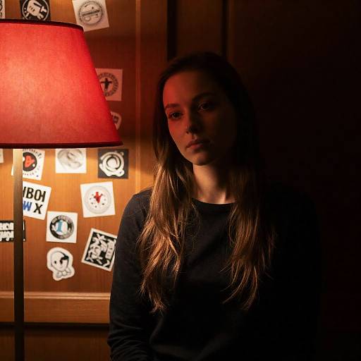 Contemplative Young Woman in Dim Room