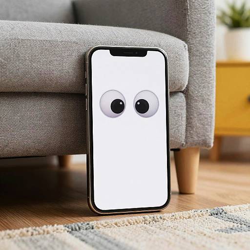 Mischievous Smartphone Hiding Under Couch