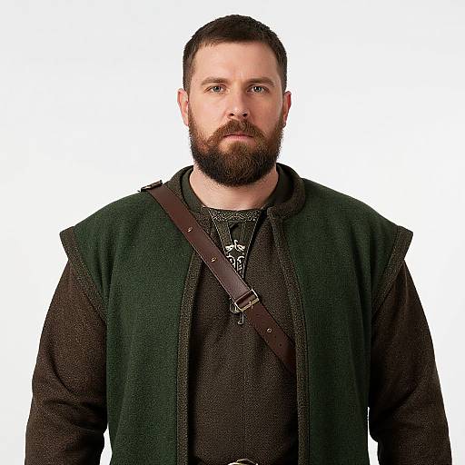 Medieval Man in Green and Brown Outfit