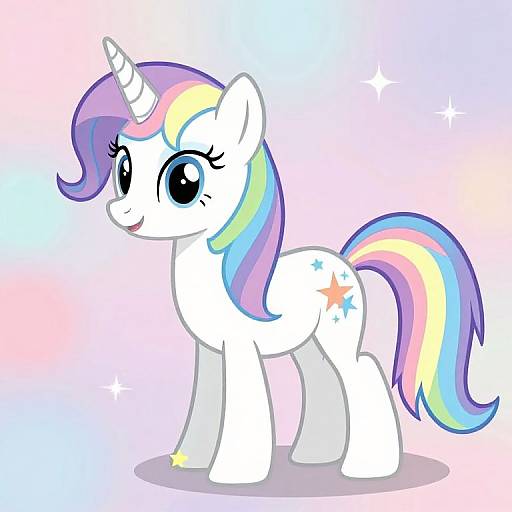 Whimsical Unicorn with Rainbow Mane